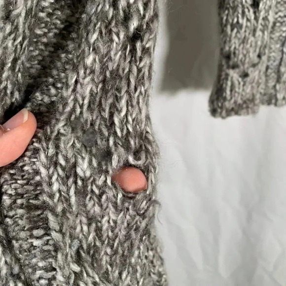 Motherhood Maternity Cardigan Women’s Medium Grey Knit Open Front Satin Tie - Picture 6 of 9